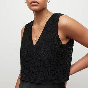 All Saints Cass Layered Look Crochet Crop Top - Size XS